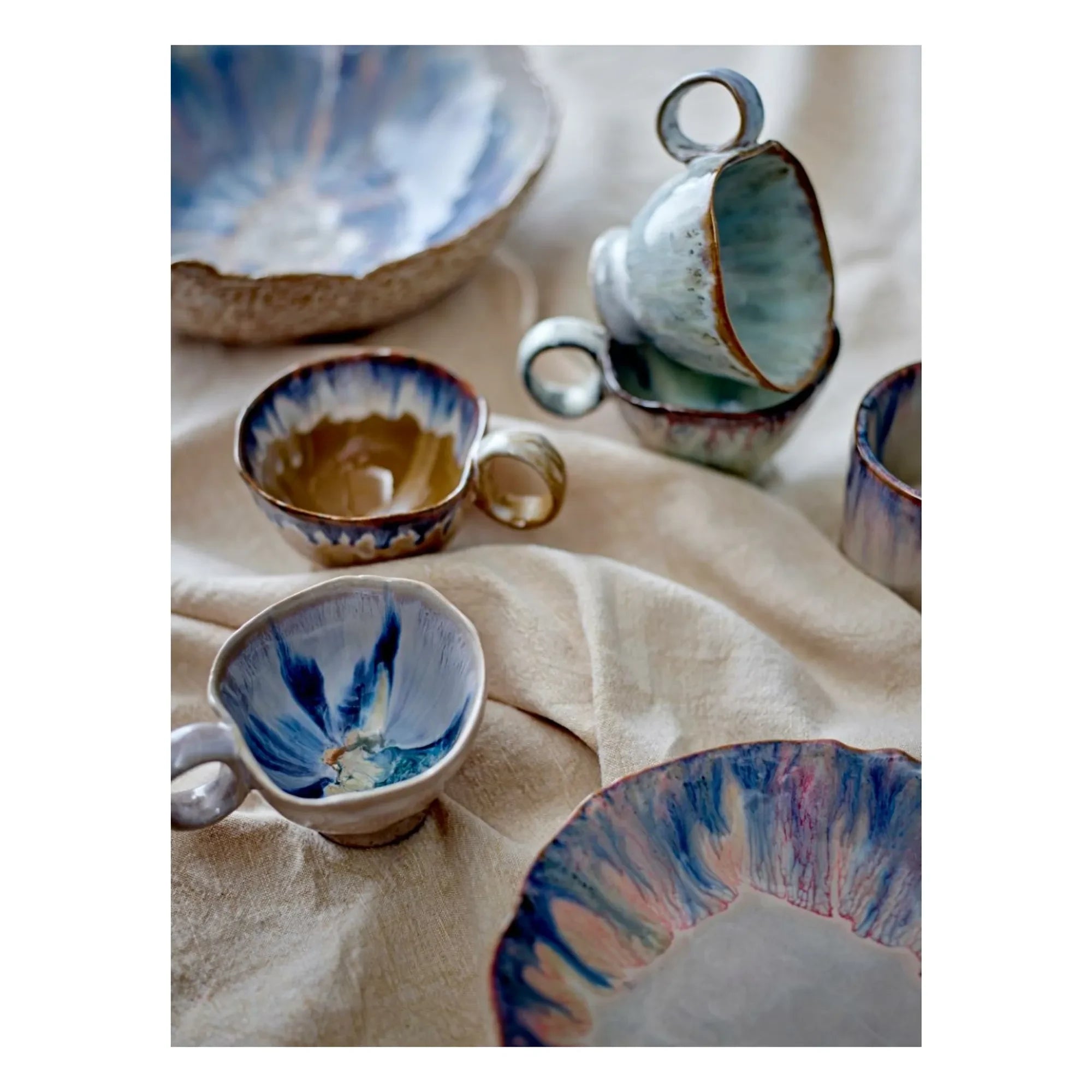 Bloomingville - Plato de gres Amalia | Azul