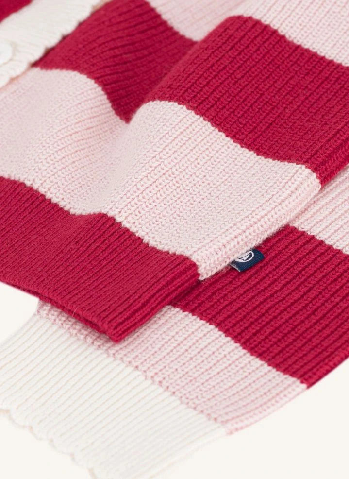 Petit Bateau - Cárdigan de lana a rayas | Rosa