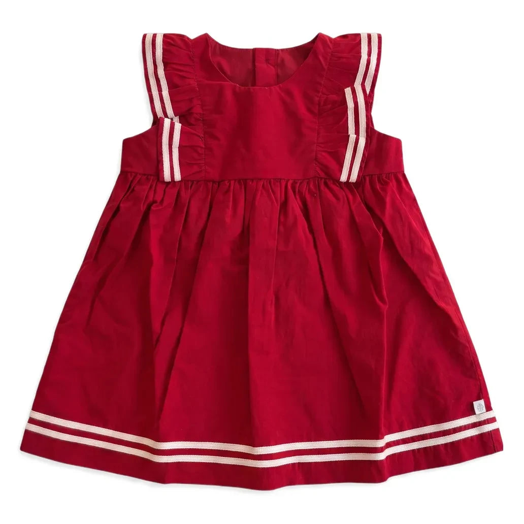 Petit Bateau - Conjunto de vestido y bloomers de algodón orgánico | Rojo oscuro