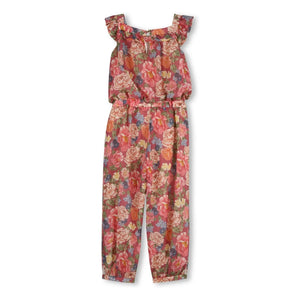 Chloé - Pelele floral de algodón orgánico | Rosa empolvado