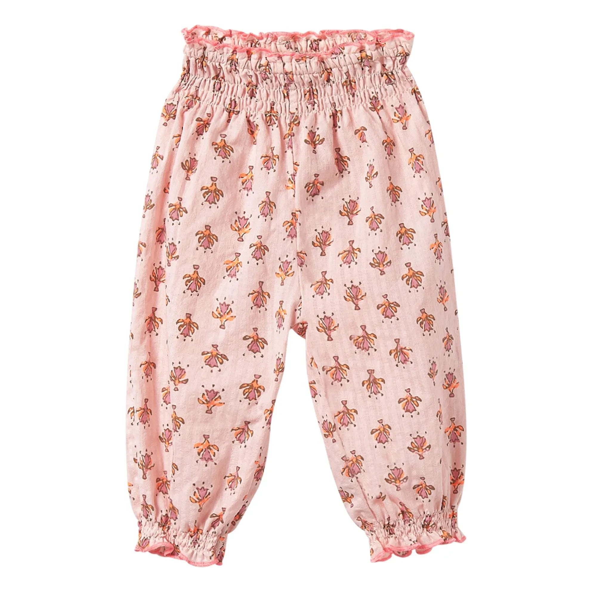Cozmo - Lina Pantalón Estampado Floral de Algodón Orgánico | Rosa empolvado