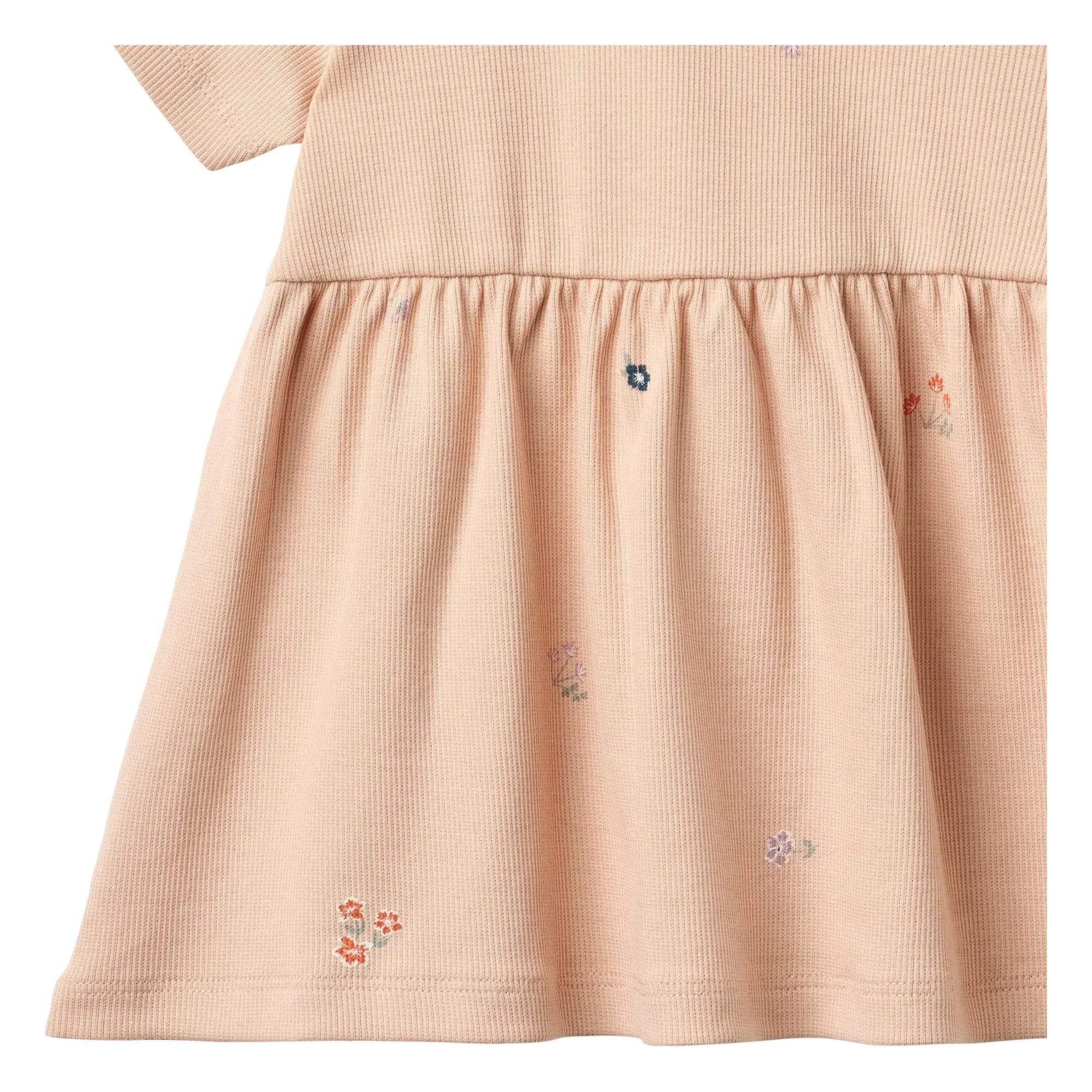 Wheat - Vestido de jersey de algodón orgánico Anna Flowers | Melocotón