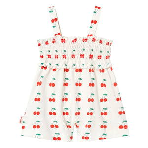 Tinycottons - Mono de algodón con estampado de cerezas | Blanco