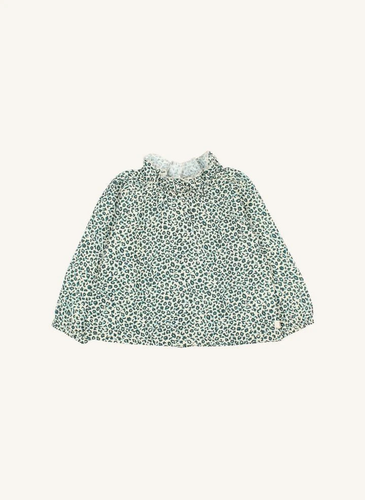 Búho - Blusa de bebé con fruncido | Verde cedro