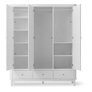 Oliver Furniture - Armario de Abedul de 3 Puertas 204 x 168 cm | Blanco