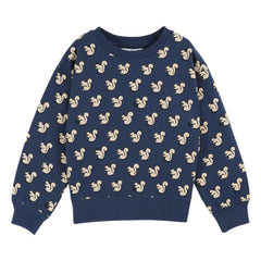 Emile et Ida - Sudadera de algodón orgánico con ardillas | Azul noche