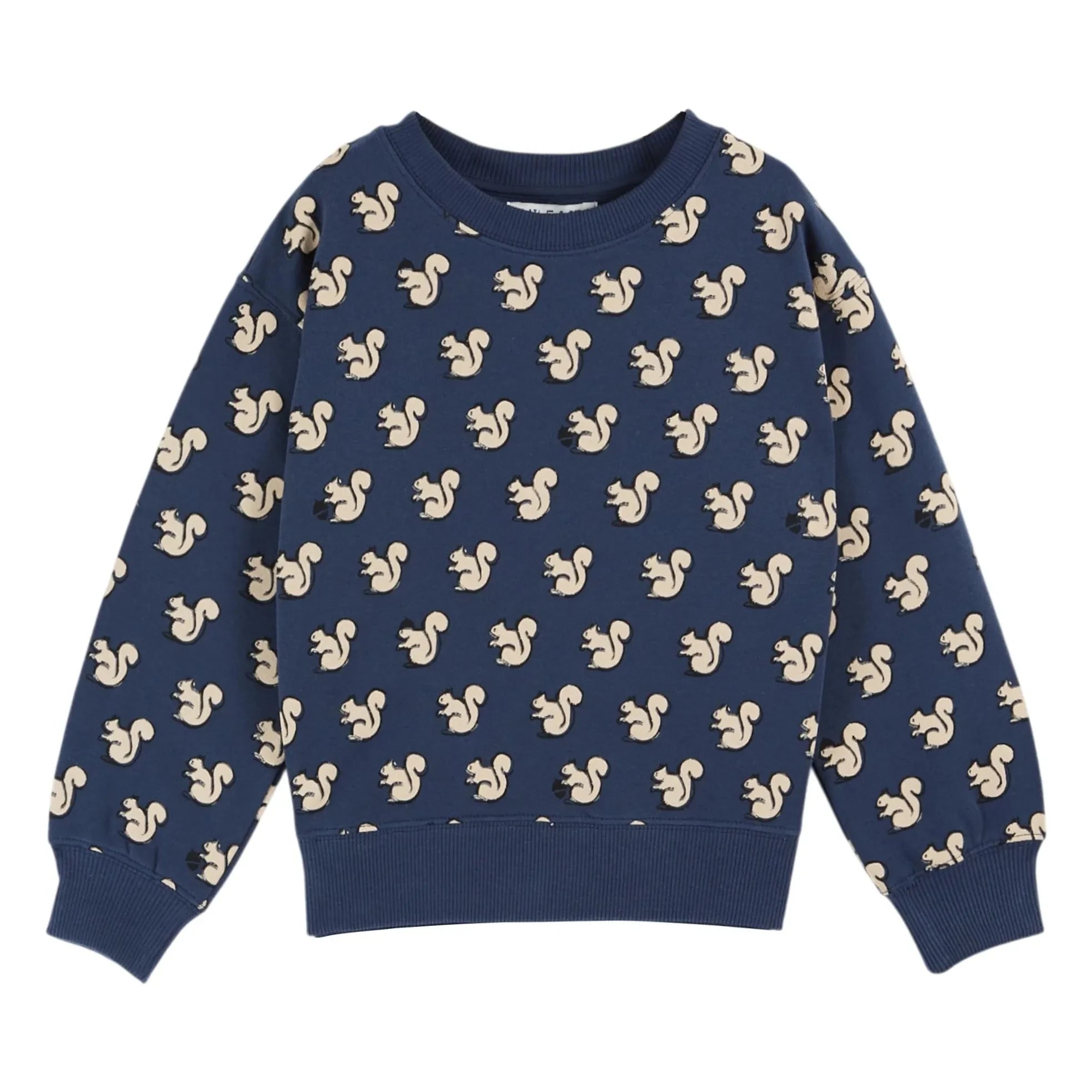 Emile et Ida - Sudadera de algodón orgánico con ardillas | Azul noche