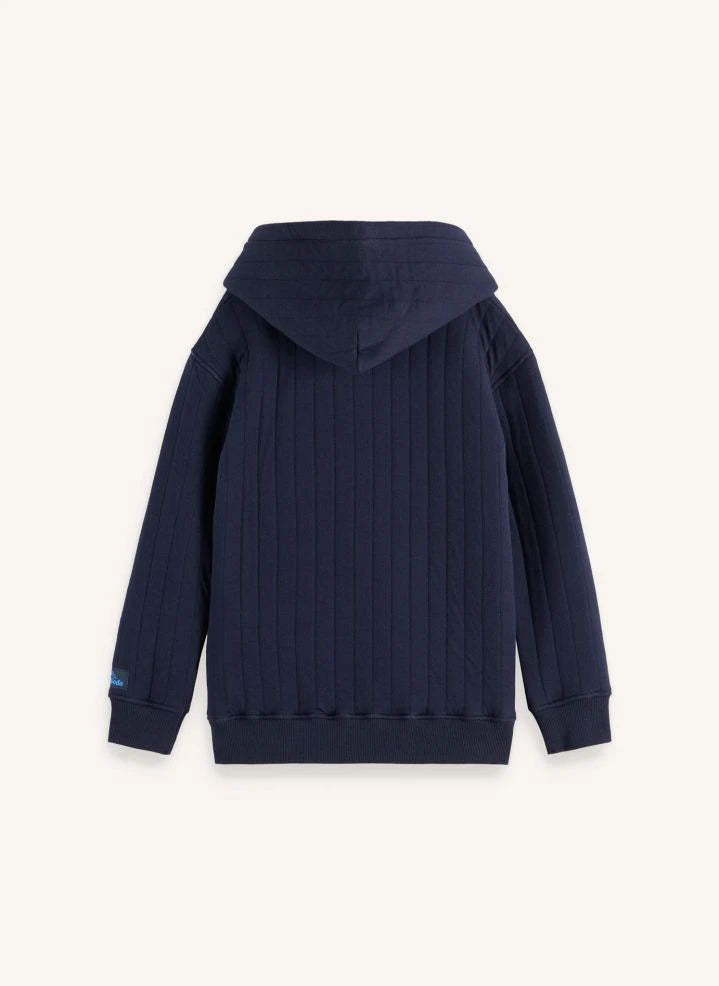 Scotch & Soda - Sudadera patchwork acolchada con capucha | Azul marino