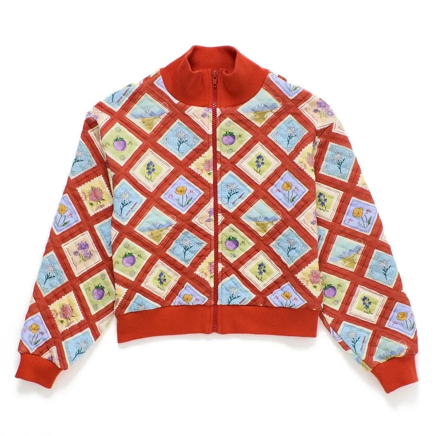 Maison Mangostan - Sudadera con cremallera Stamps | Roja