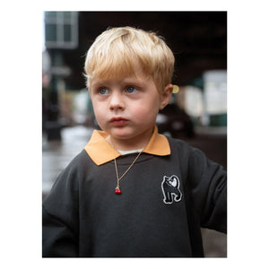 Mini Rodini - Sudadera con cuello pantera de algodón orgánico | Negro