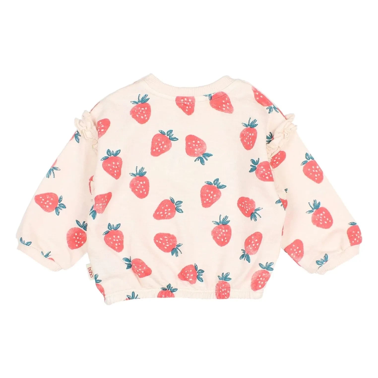 Búho - Algodón orgánico con estampado de fresas | Rosa claro