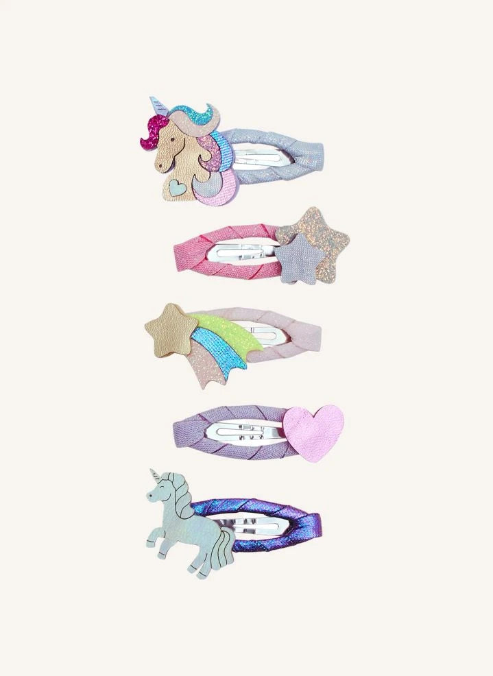 Mimi & Lula - Set de 5 pinzas para el pelo unicornio | Rosa