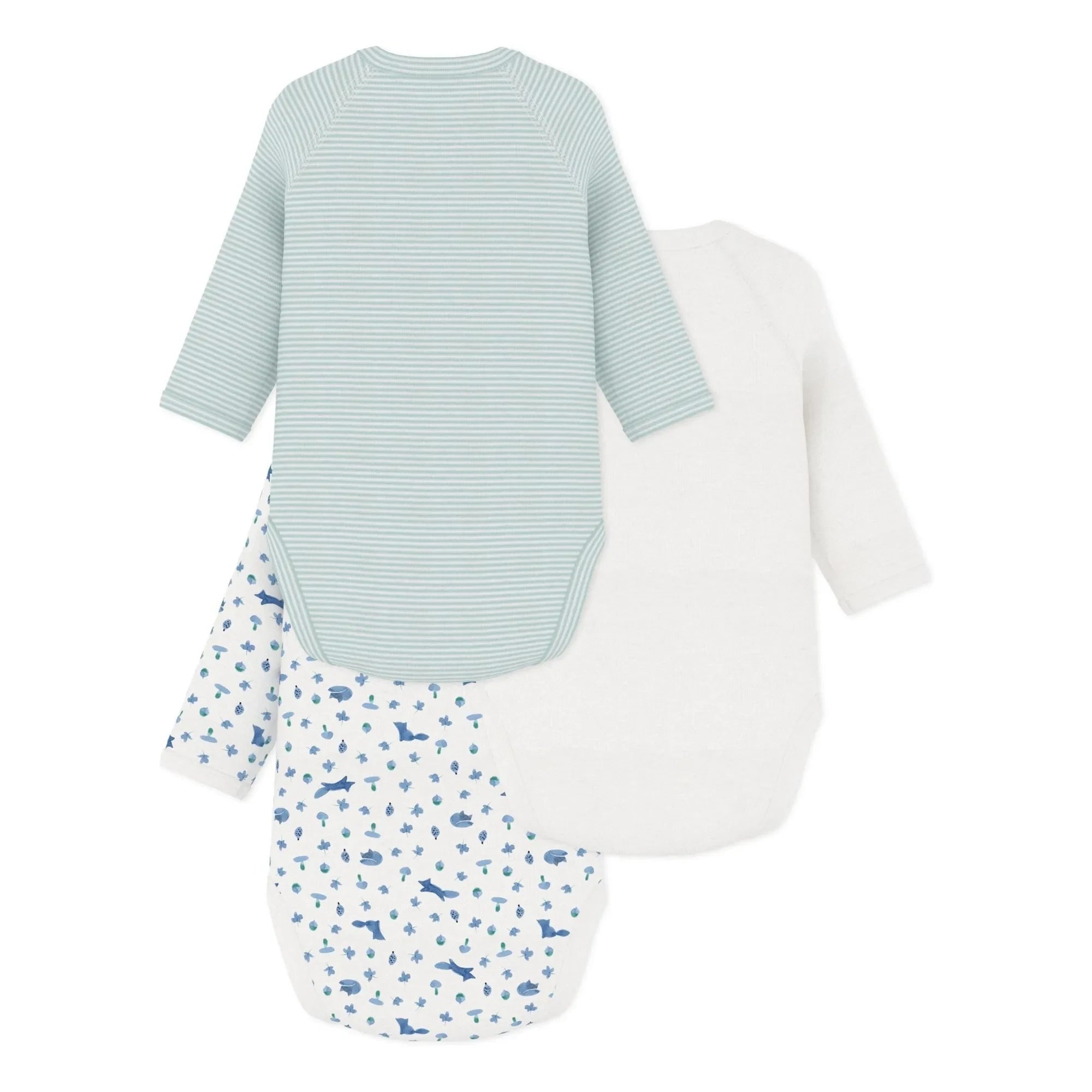 Petit Bateau - 3 Bolsas Cruzadas de Algodón Orgánico con Estampado de Zorro | Blanco