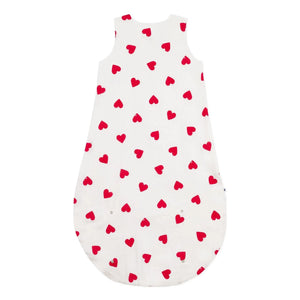 Petit Bateau - Saco de dormir de gasa de algodón con corazones | Blanco