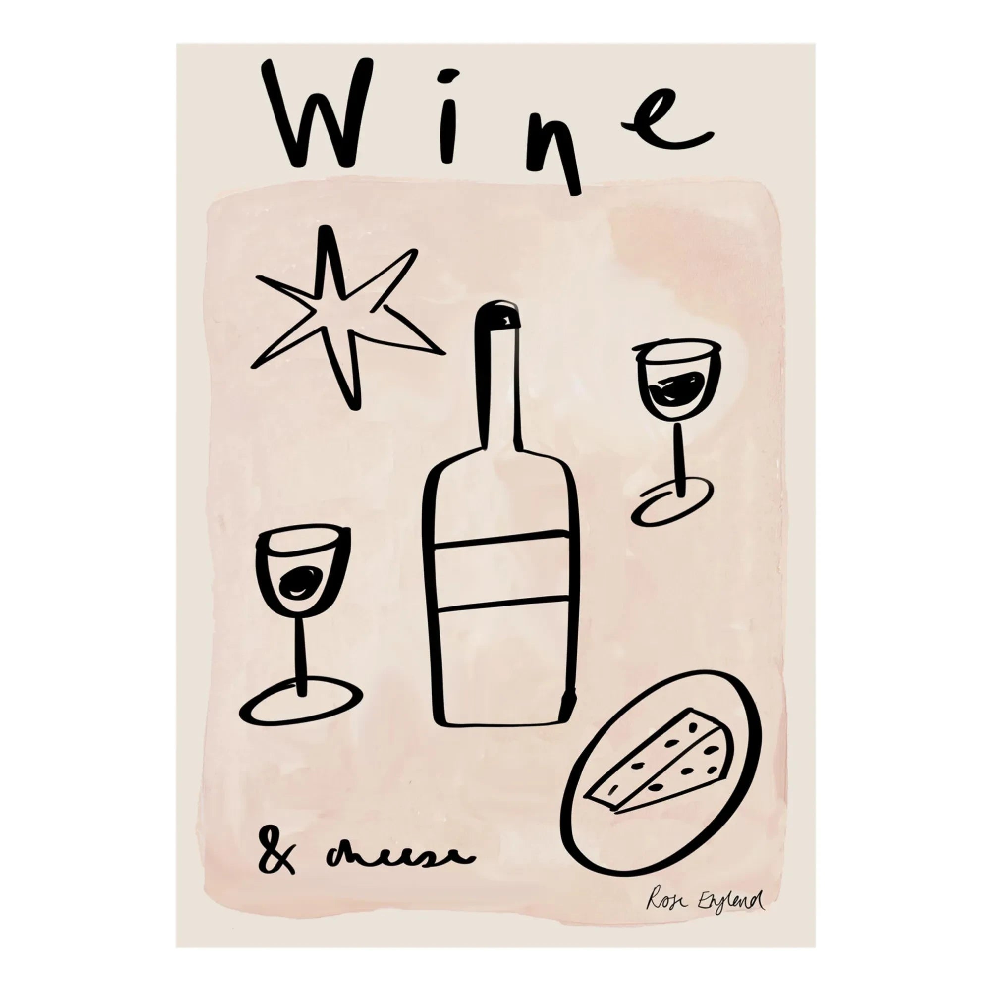 Rose England - Póster de vino y queso | Beige