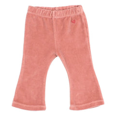 Búho - Leggings Acampanados de Algodón Orgánico para Bebé con Detalle de Corazón de Terciopelo | Rosa