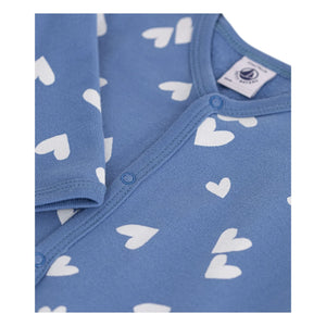 Petit Bateau - Dors Bien Cœurs organik pamuklu polar pijama | Mavi