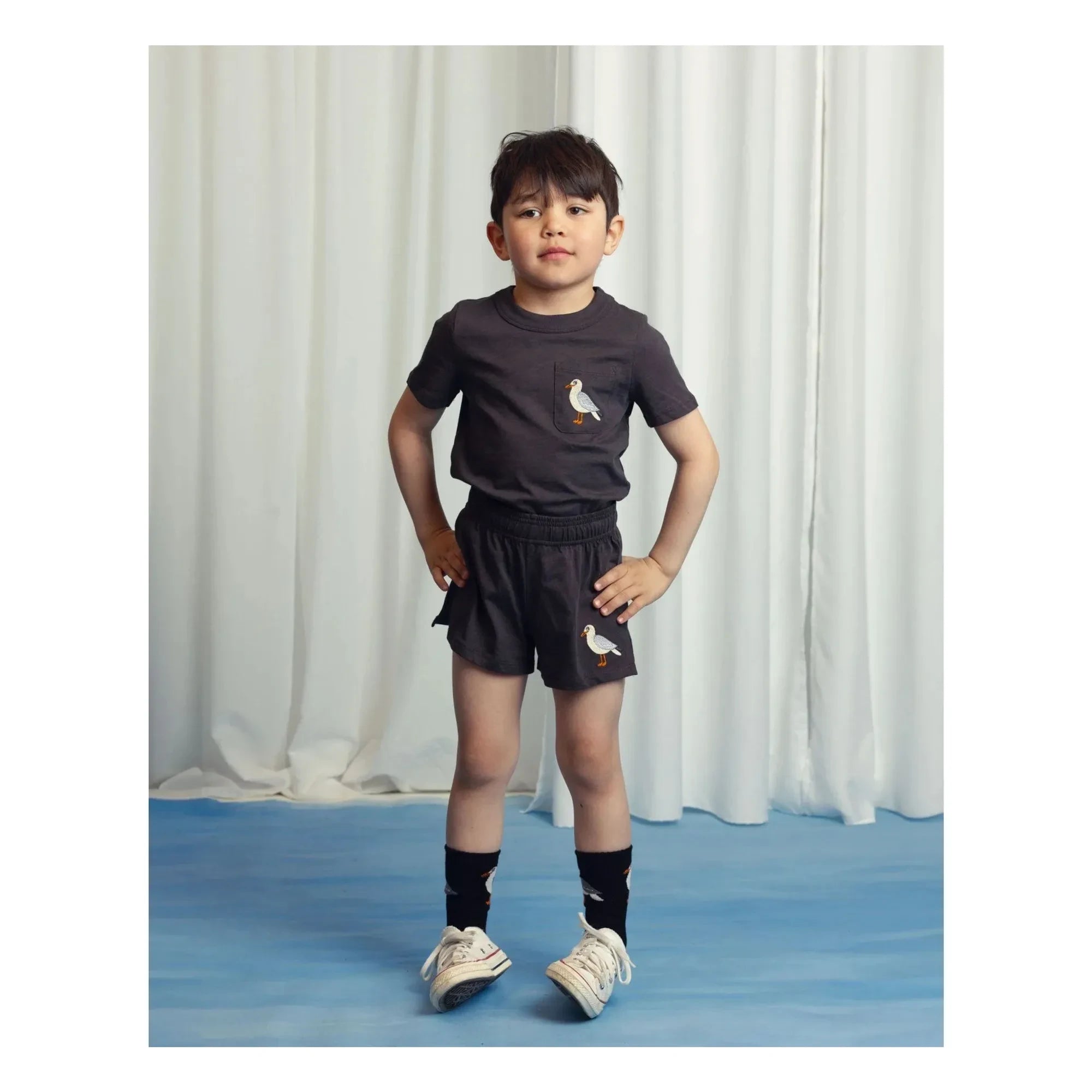 Mini Rodini - Camiseta Gaviota Algodón orgánico | Negro