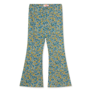 Tinycottons - Pantalones de pierna española de punto con estampado de flores de algodón orgánico | Azul
