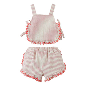 Gingersnaps - Conjunto de top con volantes y shorts Juria | Rojo