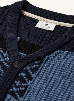 Anerkjendt - Aksvend Patchwork Sudadera de Poliéster Reciclado | Azul Marino