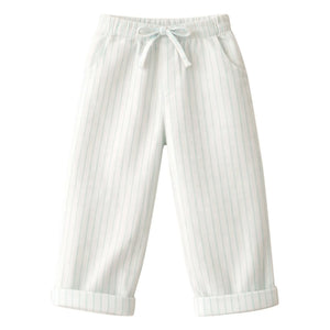Lililotte - Pantalones Gabardina Algodón Orgánico a Rayas Paul | Verde Menta