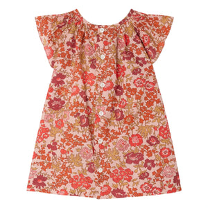 Bonpoint - Vestido de algodón orgánico Carmella Fleurie | Rosa empolvado