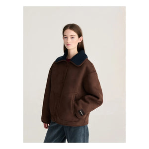 Bobo Choses - Chaqueta de sherpa suave de doble cara | Marrón oscuro