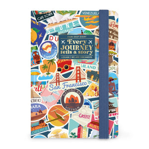 Legami - Diario Fotográfico Semanal de 16 Meses para 2026/2027 - Stickers de Viaje - Pequeño con Cuaderno
