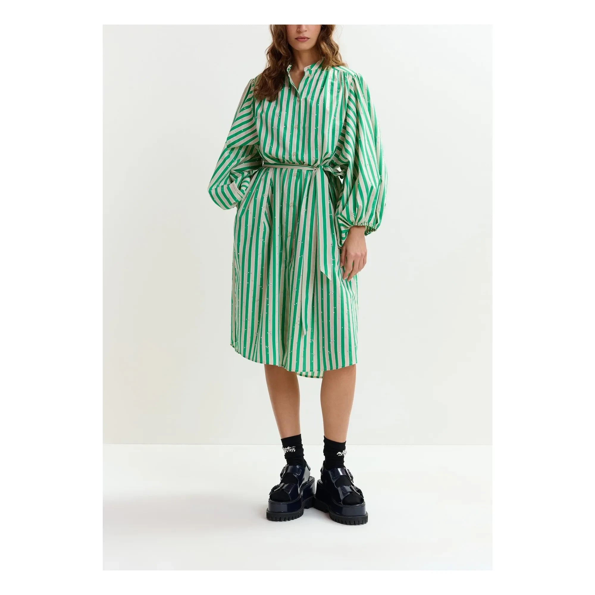 Essentiel Antwerp - Vestido a Rayas Jodianna | Verde