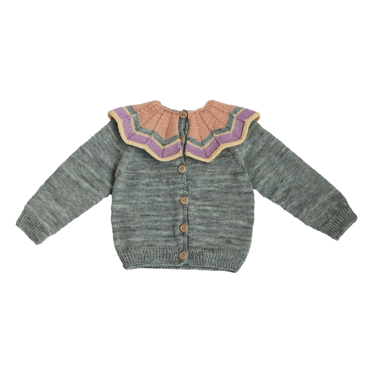 Kalinka - Cárdigan de lana merino turquesa con mariposa
