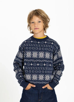 Hundred Pieces - Suéter de Merino Jacquard Mika | Gris azul