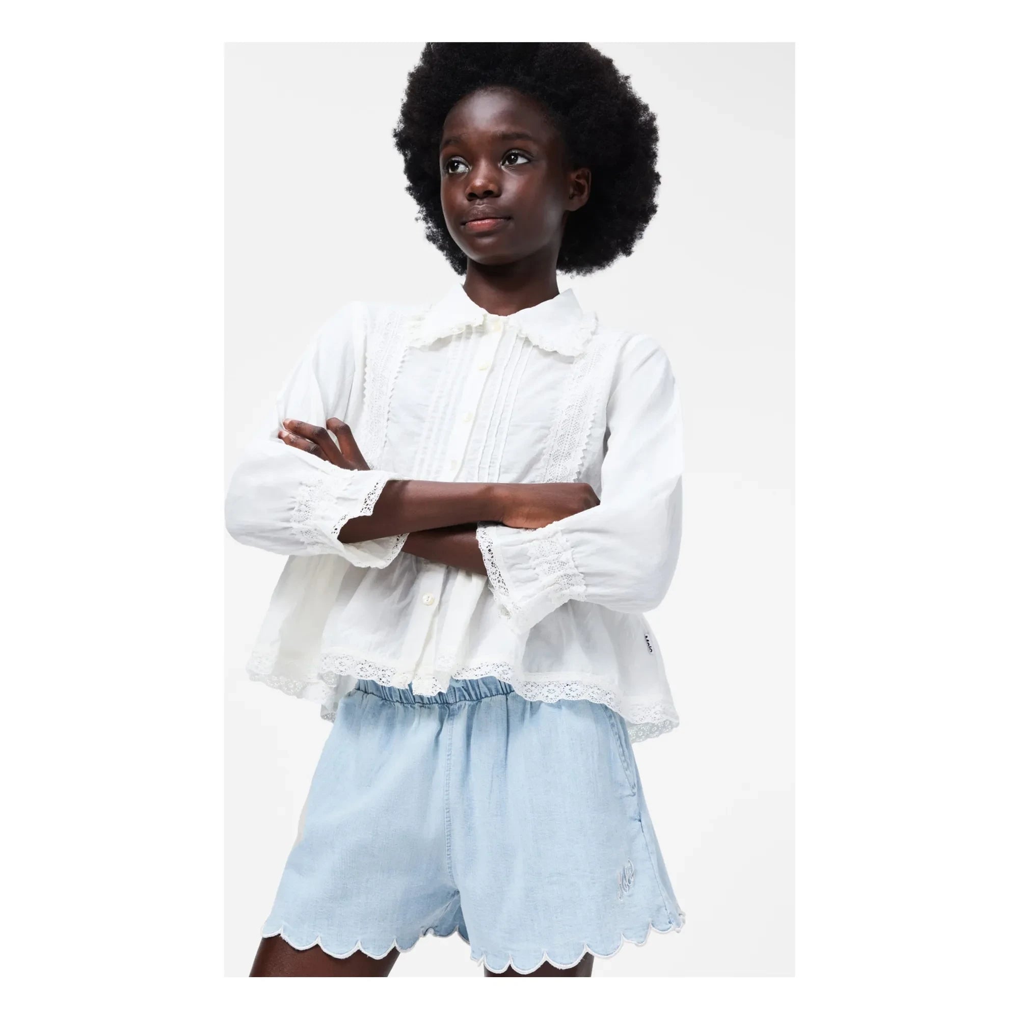 Molo - Blusa con volantes de algodón orgánico Reece | Blanco