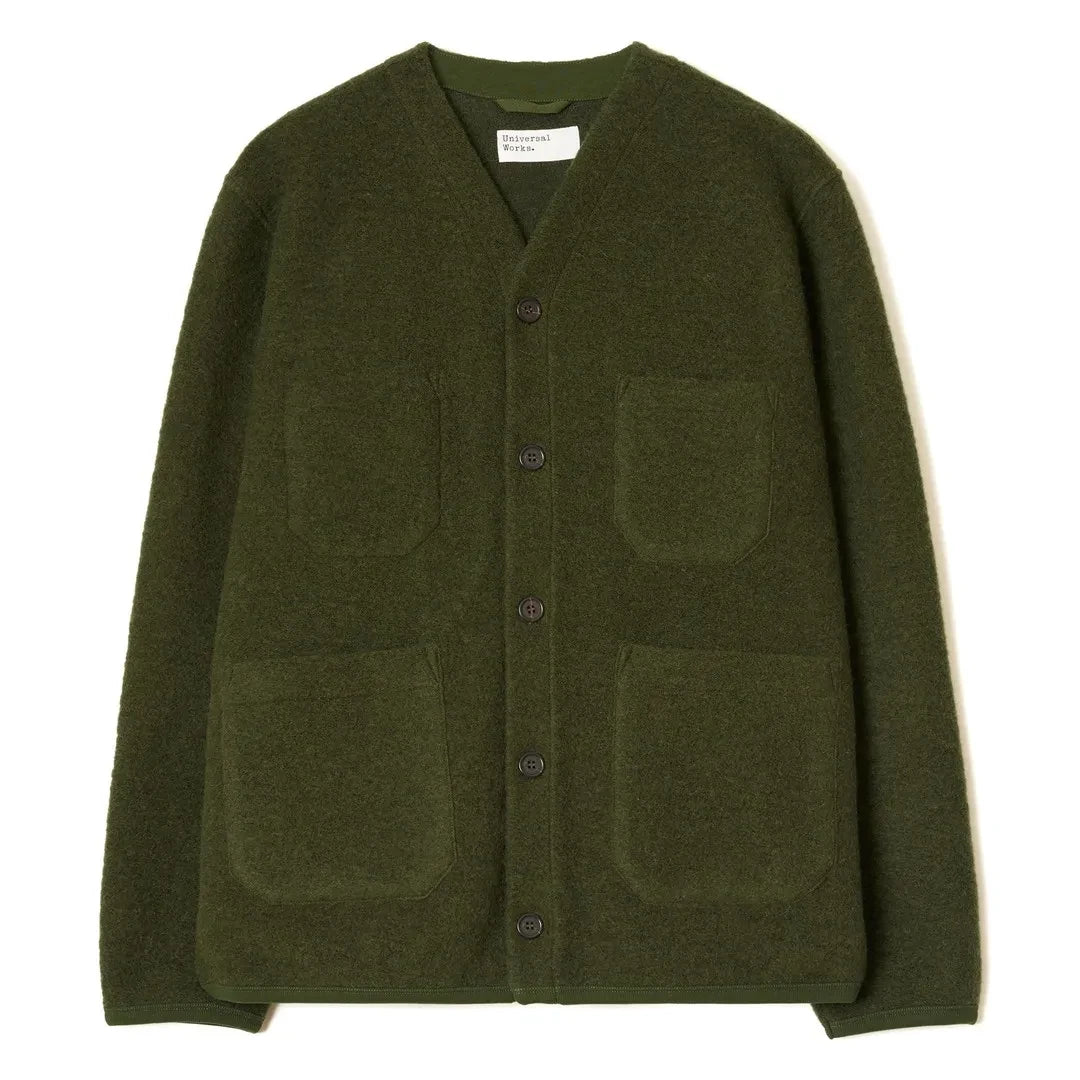Universal Works - Cardigan de lana | Verde oscuro