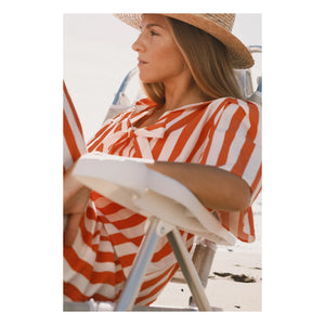 The Tiny Big Sister - Blusa de lino y algodón a rayas marineras | Rojo