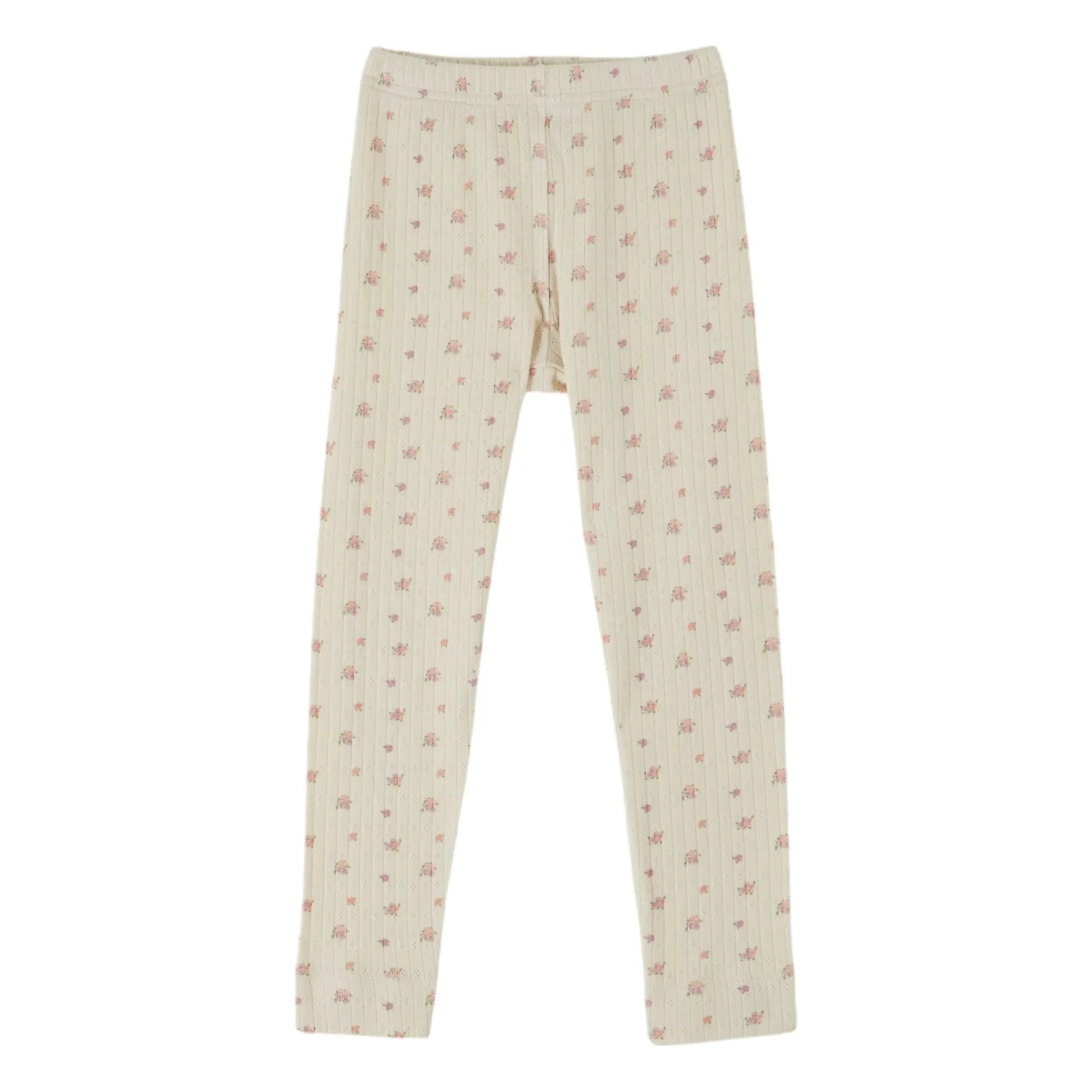 Emile et Ida - Mallas de algodón orgánico Pointelle con flores | Crema