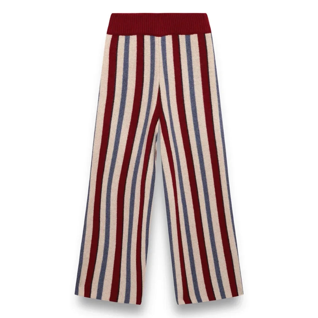 birinit - Pantalón de lana merino con rayas argyle | Burdeos