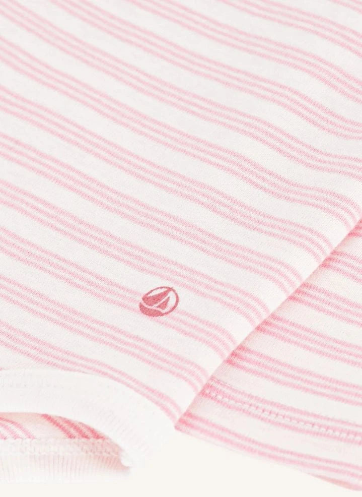 Petit Bateau - Body de cuello alto a rayas de algodón orgánico | Rosa