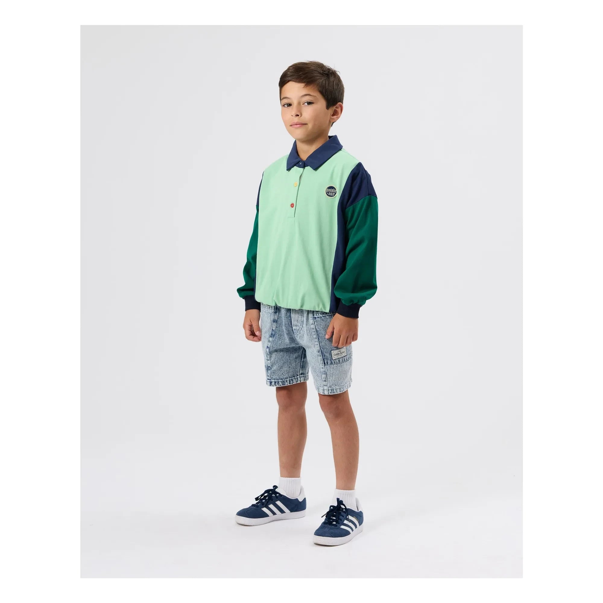 Goldie + Ace - Sudadera tipo polo de rugby | Verde