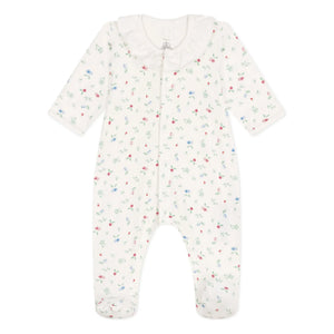 Petit Bateau - Pijama con pies Bolette de algodón orgánico | Blanco