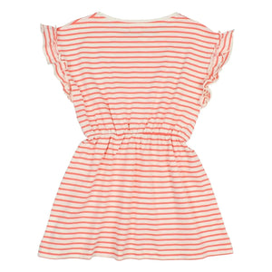 Búho - Vestido de punto a rayas de algodón orgánico con fresas | Rosa