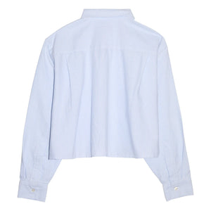 Smallable Woman - Camisa corta de rayas Chili | Azul hielo