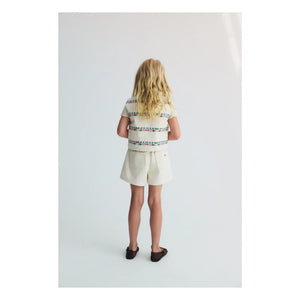 the new society - BCI Algodón Malva Flores Bordadas Short | Crudo