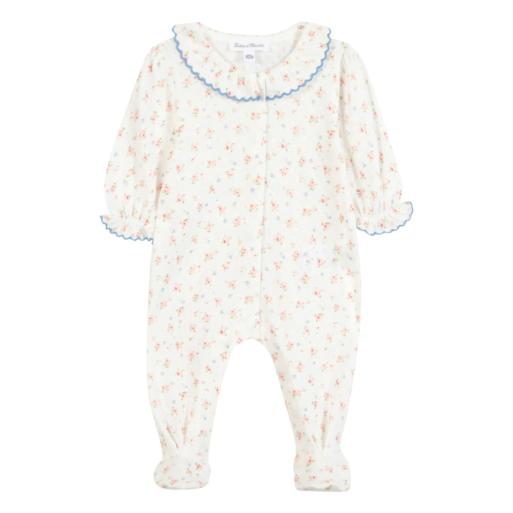 Tartine et Chocolat - Pijama de encaje floral con cuello | Crudo