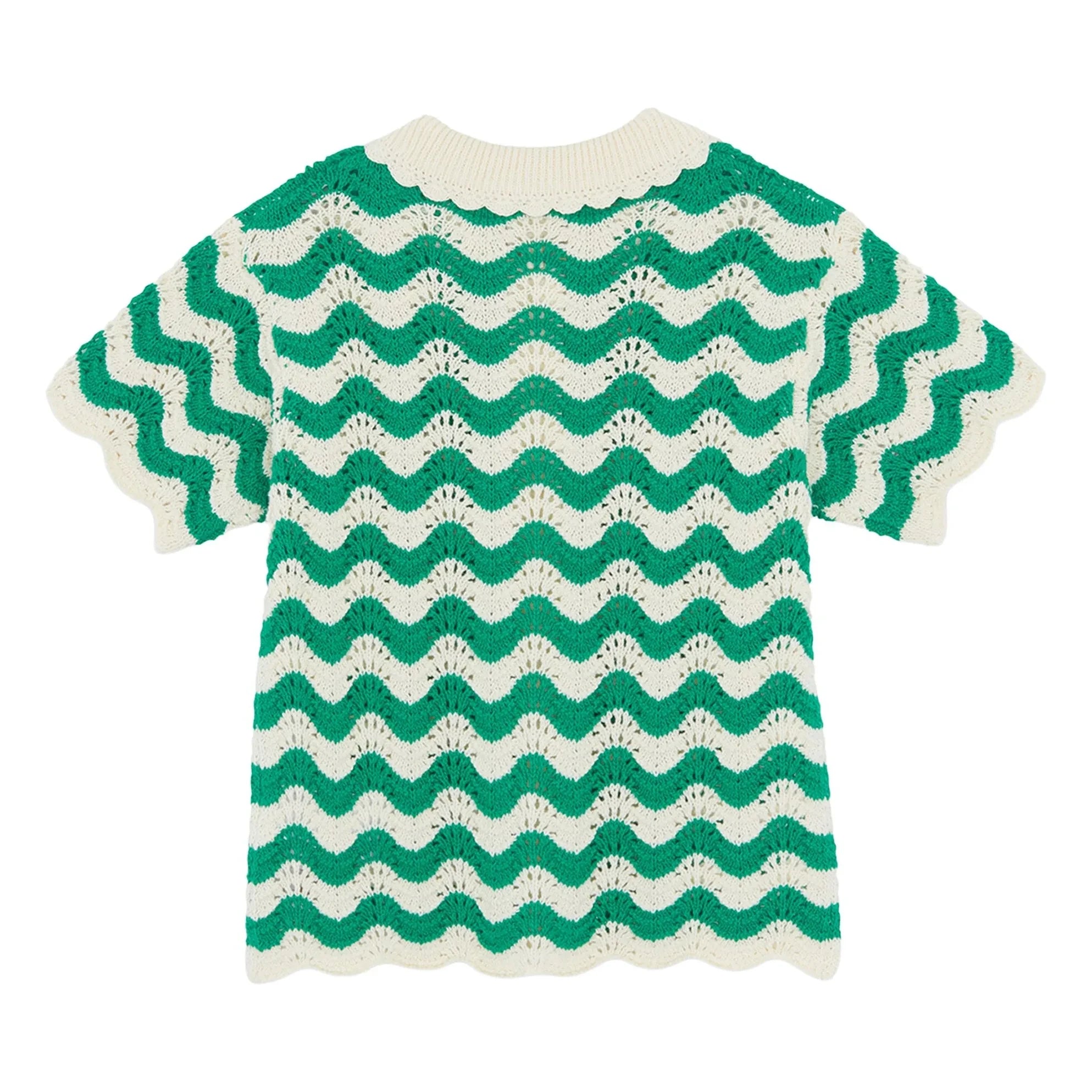 Bonton - Camisa de cuello de ganchillo Ninon | Verde Esmeralda