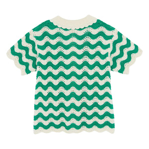 Bonton - Camisa de cuello de ganchillo Ninon | Verde Esmeralda