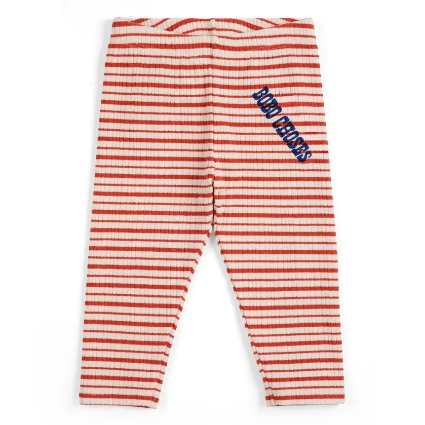 Bobo Choses - Leggings acanalados a rayas de algodón orgánico para bebé | Rojo