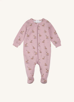 Petit Lem - Pijama con pies de modal y algodón orgánico con lunares | Ciruela