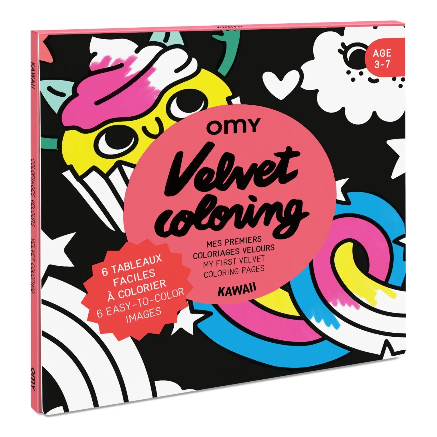 Omy - Cuaderno para colorear de terciopelo - Kawai | Naranja