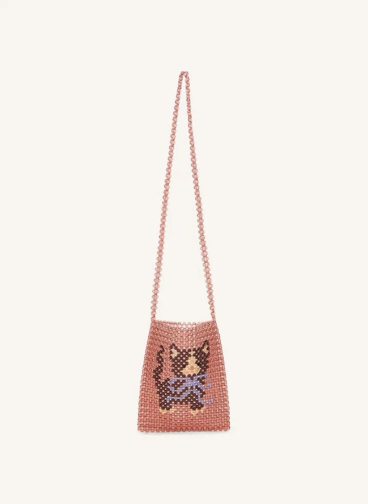 Konges Sløjd - Bolso de cuentas de gato rosa